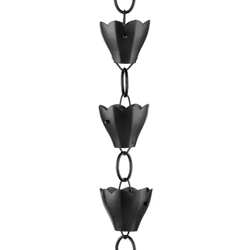 Good Directions 8.5' Modern Farmhouse Tulip Aluminum Rain Chain - Black