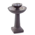 Smart Solar 31.75" Fiber Reinforced Concrete Riverstone intelliSOLAR 2-Tiered Sculptural Fountain with Remote - Forest Brown