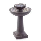 Smart Solar 31.75" Fiber Reinforced Concrete Riverstone intelliSOLAR 2-Tiered Sculptural Fountain with Remote - Forest Brown
