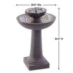 Smart Solar 31.75" Fiber Reinforced Concrete Riverstone intelliSOLAR 2-Tiered Sculptural Fountain with Remote - Forest Brown