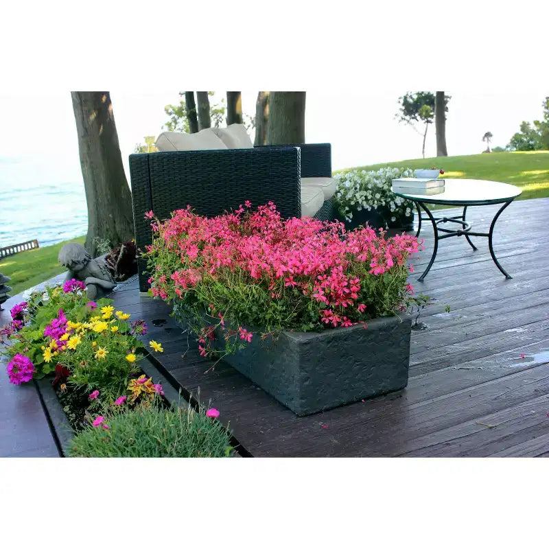 Emsco Trough: Weatherproof Resin, Ground Freestanding Planter, No Assembly Required 10"x30"x7.5", Rectangular