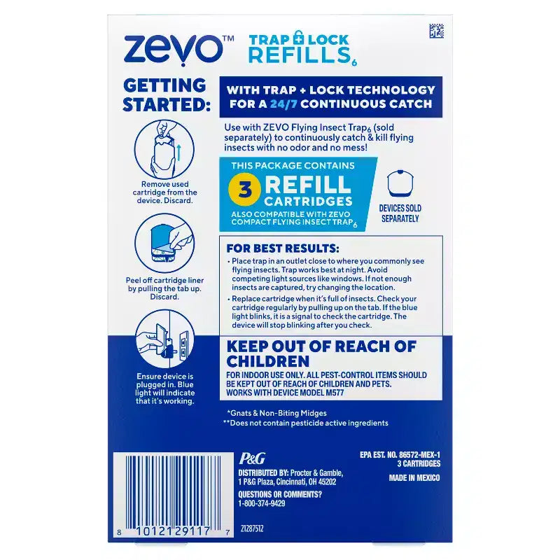 Zevo Plant Flying Insect Trap 3pk Refill White