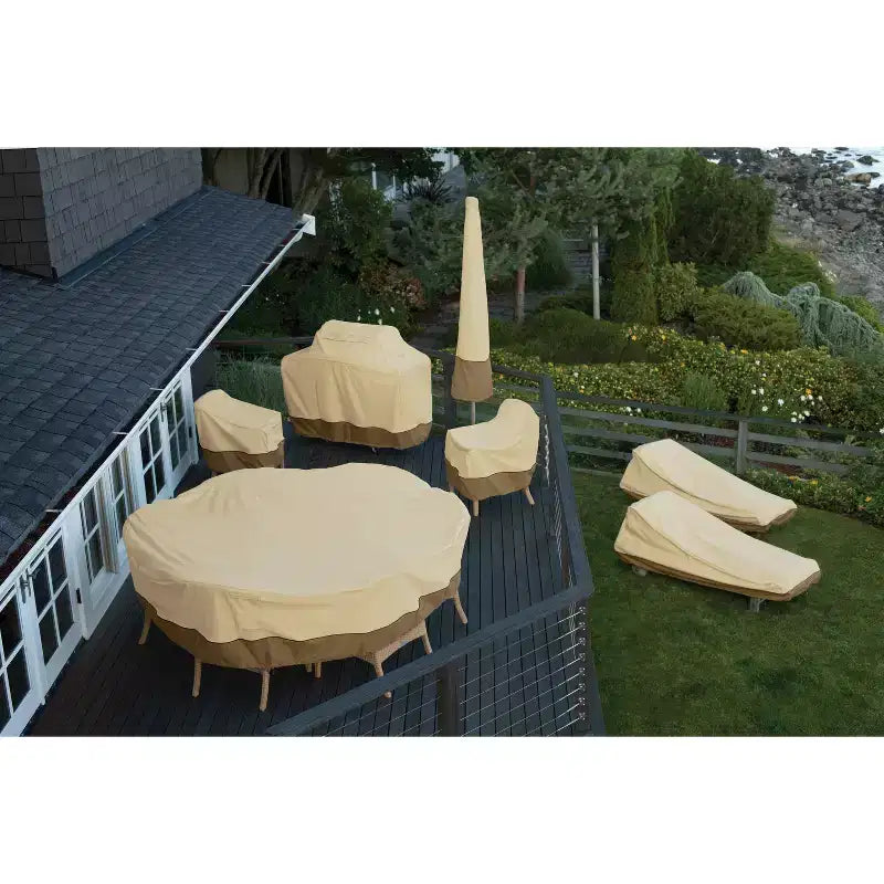 Classic Accessories Veranda Water-Resistant Offset Patio Umbrella & Frame 1pc Furniture Cover Beige