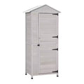 WELLFOR 155 gal 3 Shelf Wood Tool Organizer Deck Box Light Gray