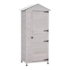 WELLFOR 155 gal 3 Shelf Wood Tool Organizer Deck Box Light Gray