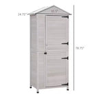 WELLFOR 155 gal 3 Shelf Wood Tool Organizer Deck Box Light Gray