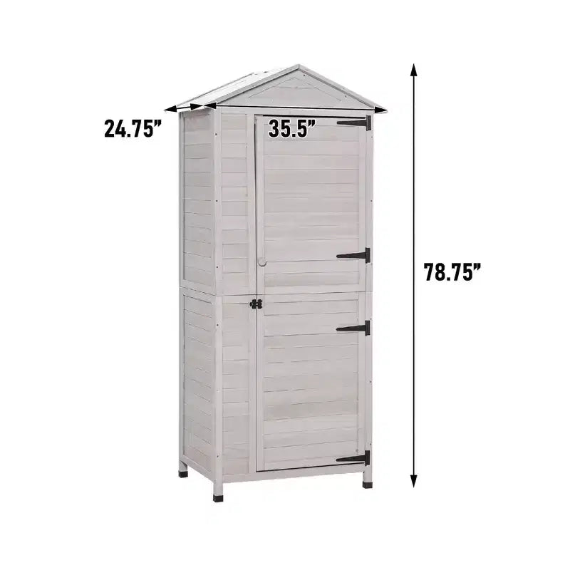 WELLFOR 155 gal 3 Shelf Wood Tool Organizer Deck Box Light Gray