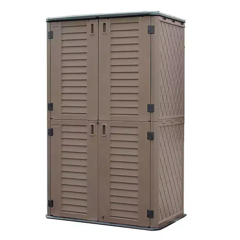 WELLFOR 380 gal Vertical Cabinet Deck Box Brown