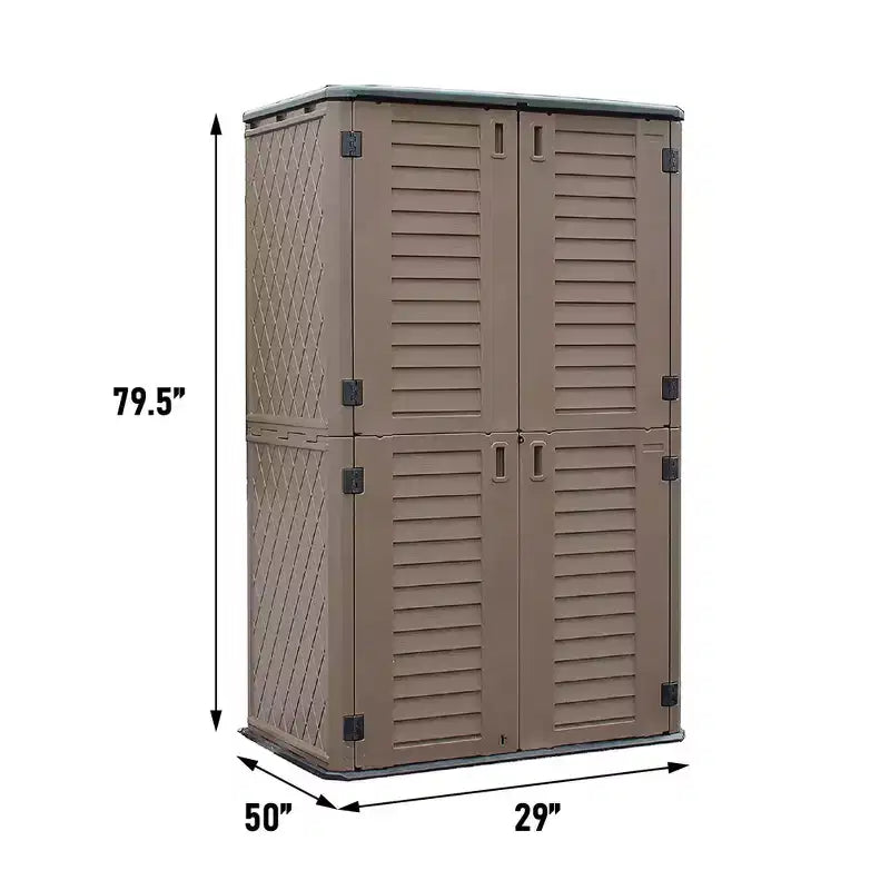 WELLFOR 380 gal Vertical Cabinet Deck Box Brown