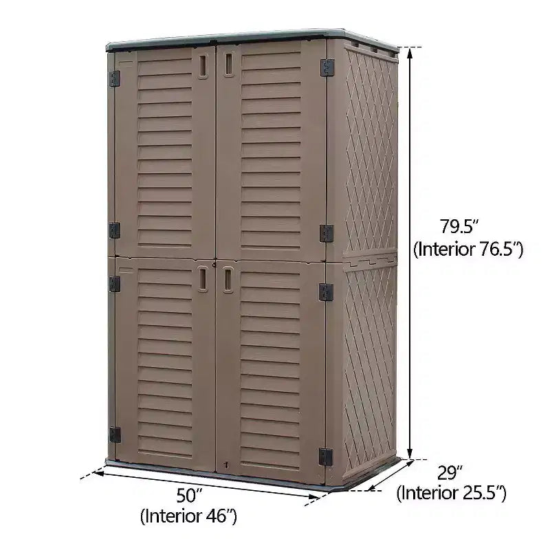 WELLFOR 380 gal Vertical Cabinet Deck Box Brown