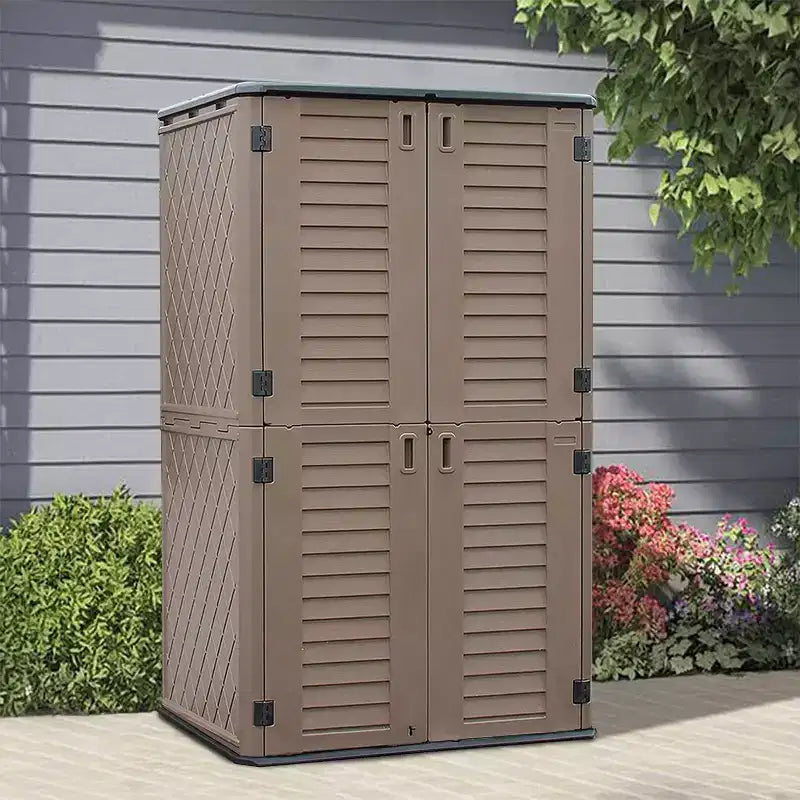 WELLFOR 380 gal Vertical Cabinet Deck Box Brown