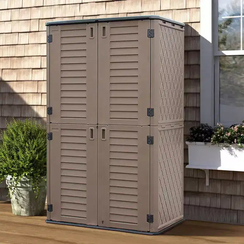WELLFOR 380 gal Vertical Cabinet Deck Box Brown