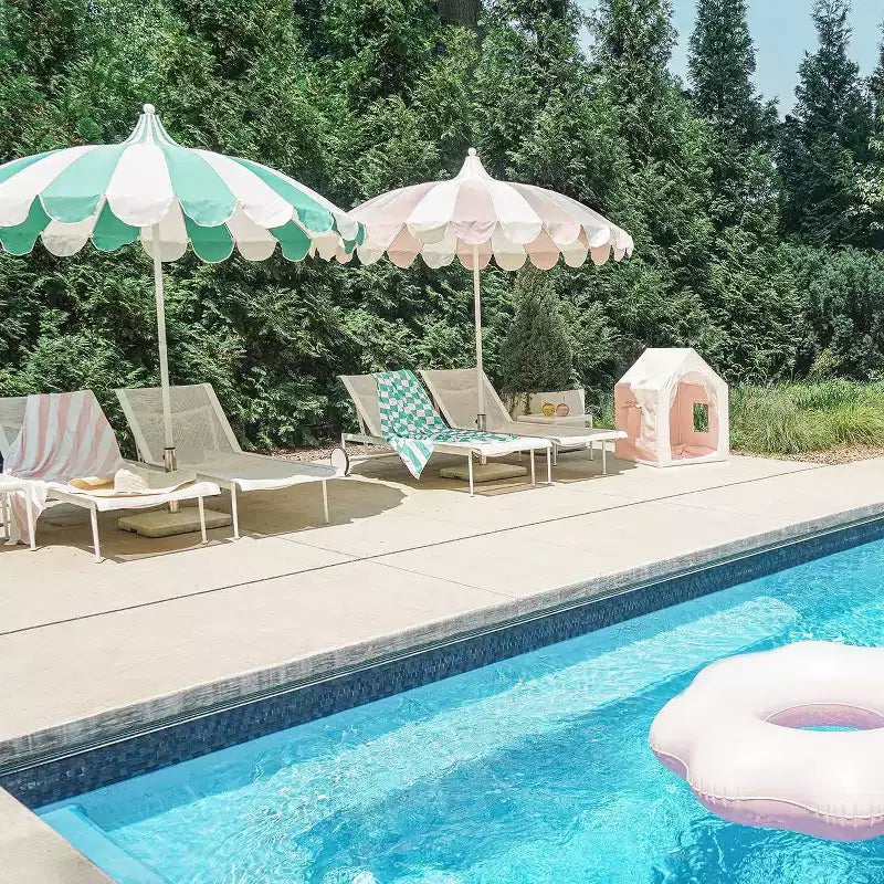 MINNIDIP Round Scalloped Market Patio Umbrella - Blush