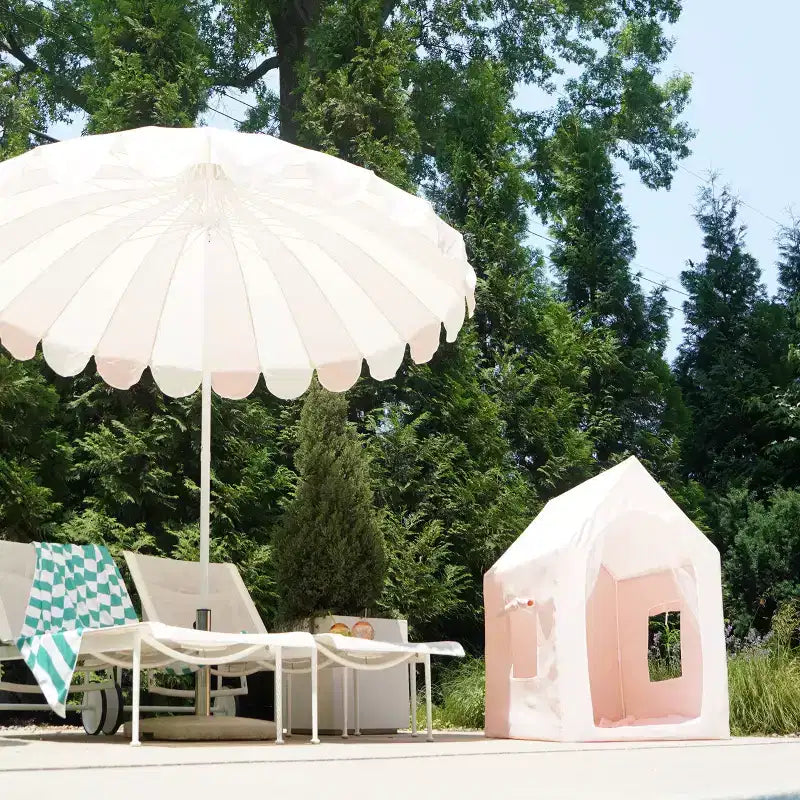 MINNIDIP Round Scalloped Market Patio Umbrella - Blush