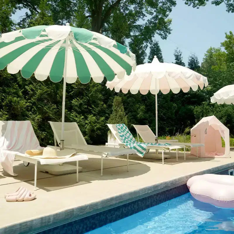 MINNIDIP Round Scalloped Market Patio Umbrella - Blush