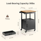 Wooden Kitchen Island Trolley Cart with Drawers