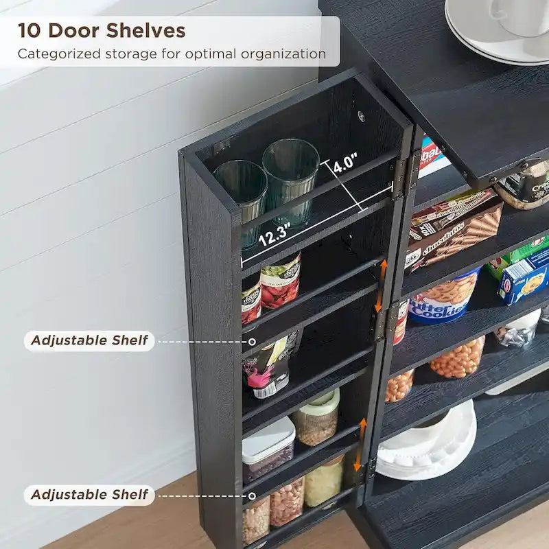 47 Farmhouse Kitchen Pantry, Storage Cabinet with Barn Doors - N/A