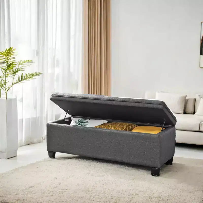 Storage Ottoman Bench, Storage Bench, Fabric Entryway Bedroom Bench, Loads 330 lb for Bedroom Living Room