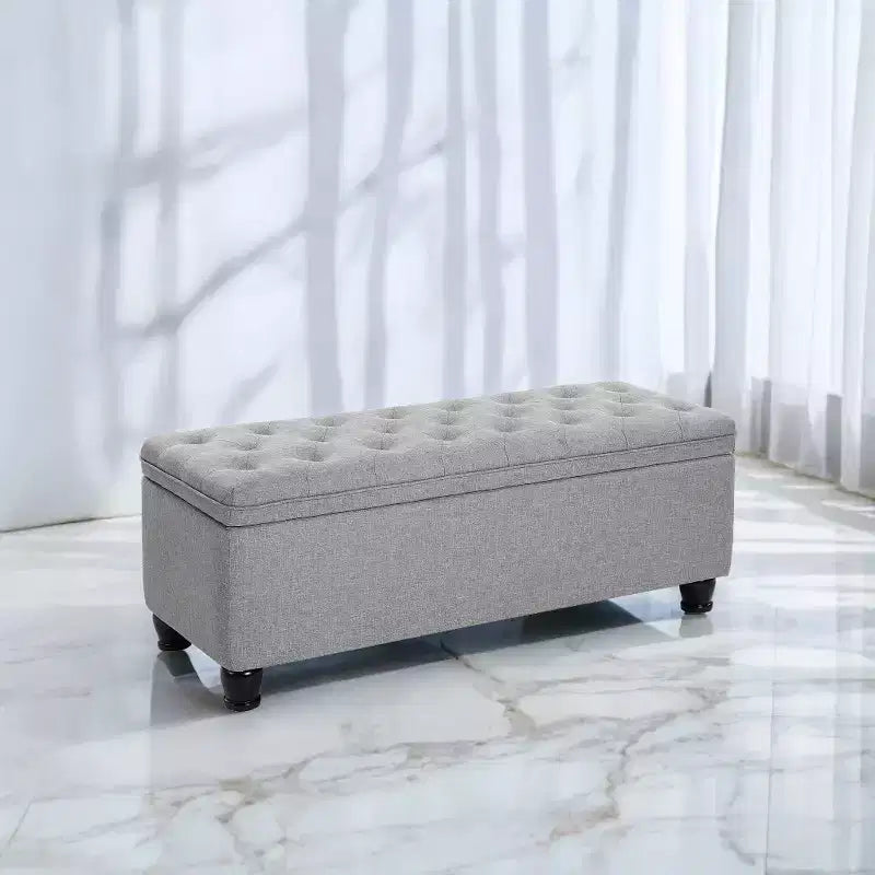 Storage Ottoman Bench, Storage Bench, Fabric Entryway Bedroom Bench, Loads 330 lb for Bedroom Living Room