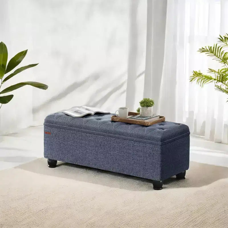 Storage Ottoman Bench, Storage Bench, Fabric Entryway Bedroom Bench, Loads 330 lb for Bedroom Living Room