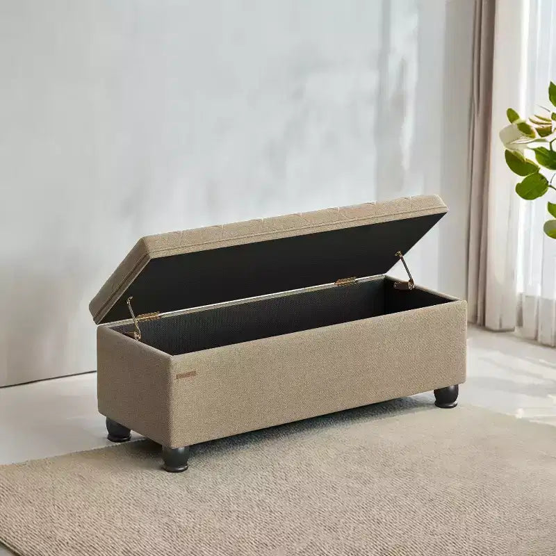Storage Ottoman Bench, Storage Bench, Fabric Entryway Bedroom Bench, Loads 330 lb for Bedroom Living Room