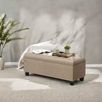 Storage Ottoman Bench, Storage Bench, Fabric Entryway Bedroom Bench, Loads 330 lb for Bedroom Living Room