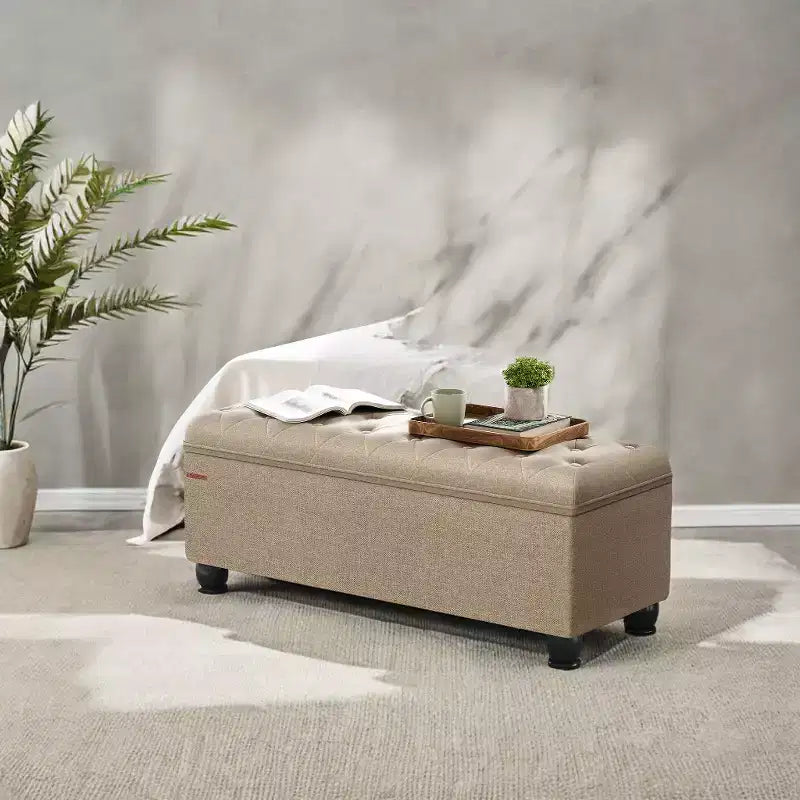 Storage Ottoman Bench, Storage Bench, Fabric Entryway Bedroom Bench, Loads 330 lb for Bedroom Living Room