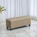 Storage Ottoman Bench, Storage Bench, Fabric Entryway Bedroom Bench, Loads 330 lb for Bedroom Living Room