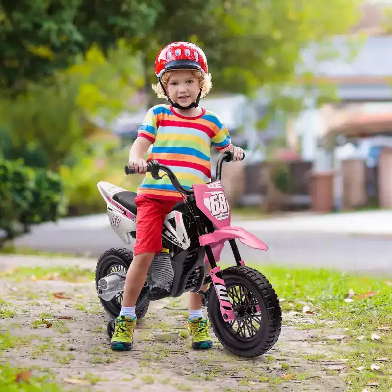 Qaba Kids Motorcycle with Twist Grip Throttle, 12V Electric Motorcycle with Training Wheels, Rear Suspension & Music
