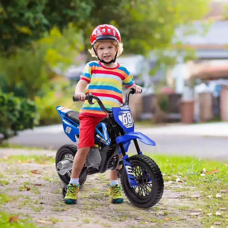 Qaba Kids Motorcycle with Twist Grip Throttle, 12V Electric Motorcycle with Training Wheels, Rear Suspension & Music