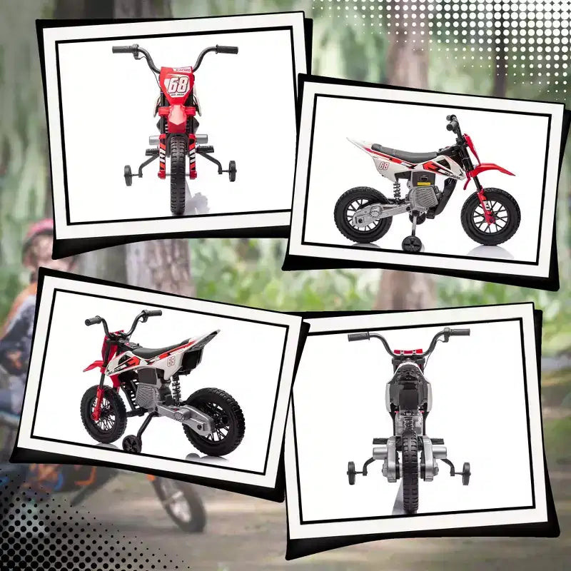 Qaba Kids Motorcycle with Twist Grip Throttle, 12V Electric Motorcycle with Training Wheels, Rear Suspension & Music