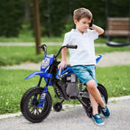 Qaba Kids Motorcycle with Twist Grip Throttle, 12V Electric Motorcycle with Training Wheels, Rear Suspension & Music