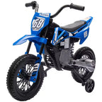 Qaba Kids Motorcycle with Twist Grip Throttle, 12V Electric Motorcycle with Training Wheels, Rear Suspension & Music