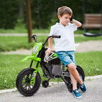 Qaba Kids Motorcycle with Twist Grip Throttle, 12V Electric Motorcycle with Training Wheels, Rear Suspension & Music