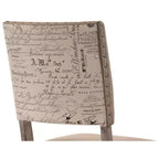 Birmingham Script Printed Driftwood Finish Dining Chair with Nail head, Set of 2