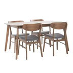 GDFStudio Balfern 5 Pieces Mid Century Modern Upholstered Wood Dining Set