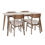 GDFStudio Balfern 5 Pieces Mid Century Modern Upholstered Wood Dining Set