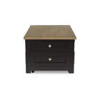 Signature Design by Ashley Drazmine Two-Tone Lift Top Coffee Table with Storage Drawers & Casters, Brown