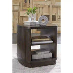 Signature Design by Ashley Korestone Contemporary End Table with Storage Shelf, Dark Brown