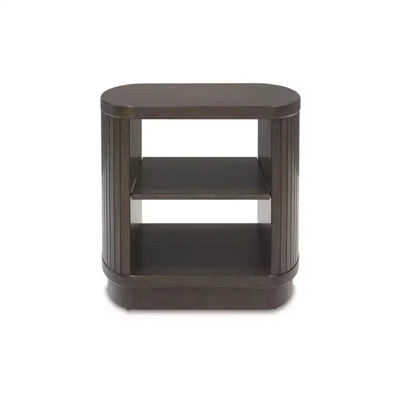 Signature Design by Ashley Korestone Contemporary End Table with Storage Shelf, Dark Brown