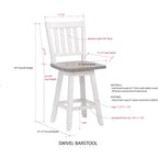 Kings Brand Furniture Gwinn Counter Height Swivel Stool, Set of 2, White/Wash Gray