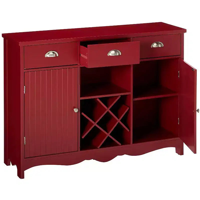 Kings Brand Furniture Buffet Server Console Table With Wine Storage, Red