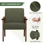 Yaheetech Mid-Century Corduroy Fabric Armchair Accent Chair for Living Room, Bedroom