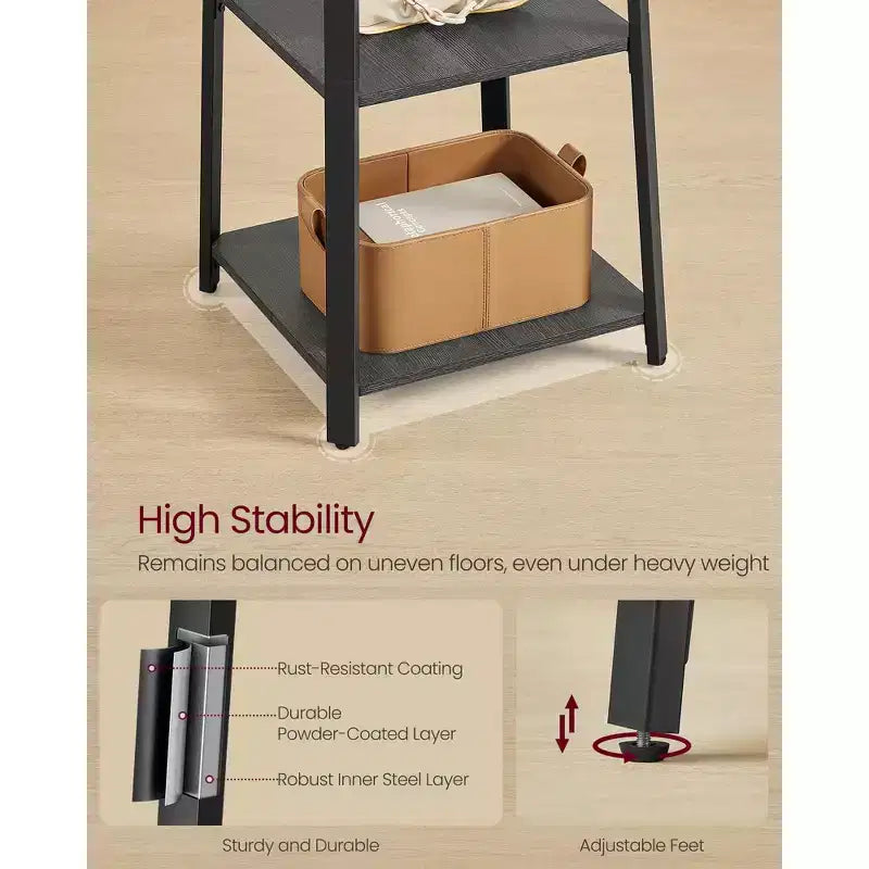 Industrial Style Coat Rack with Shelves and Hooks - Free-Standing Hall Tree for Entryway and Living Room