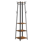 Industrial Style Coat Rack with Shelves and Hooks - Free-Standing Hall Tree for Entryway and Living Room