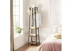 Industrial Style Coat Rack with Shelves and Hooks - Free-Standing Hall Tree for Entryway and Living Room