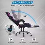 BestMassage Gaming Chair Office Computer Desk Chair Computer Chair with Footrest & Lumbar Support