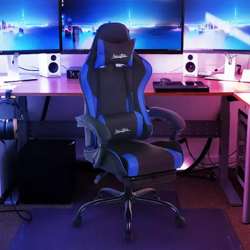BestMassage Gaming Chair Office Computer Desk Chair Computer Chair with Footrest & Lumbar Support
