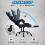 BestMassage Gaming Chair Office Computer Desk Chair Computer Chair with Footrest & Lumbar Support