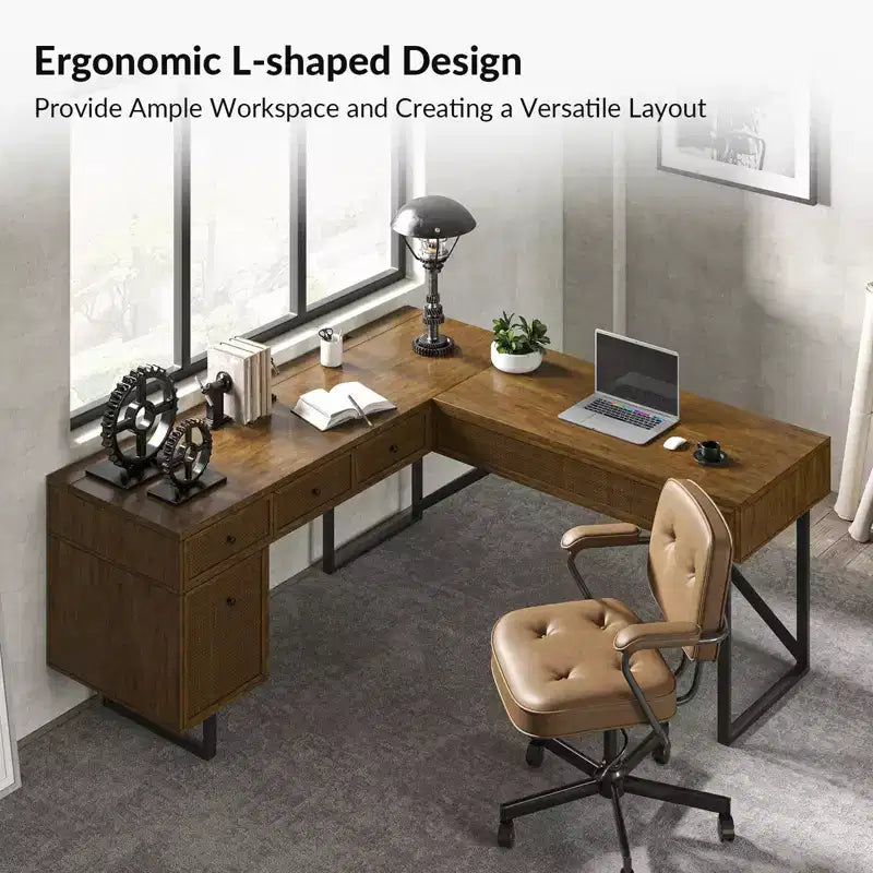 Cyill L shape lift top office desk| ART OF LIVING DESIGNS